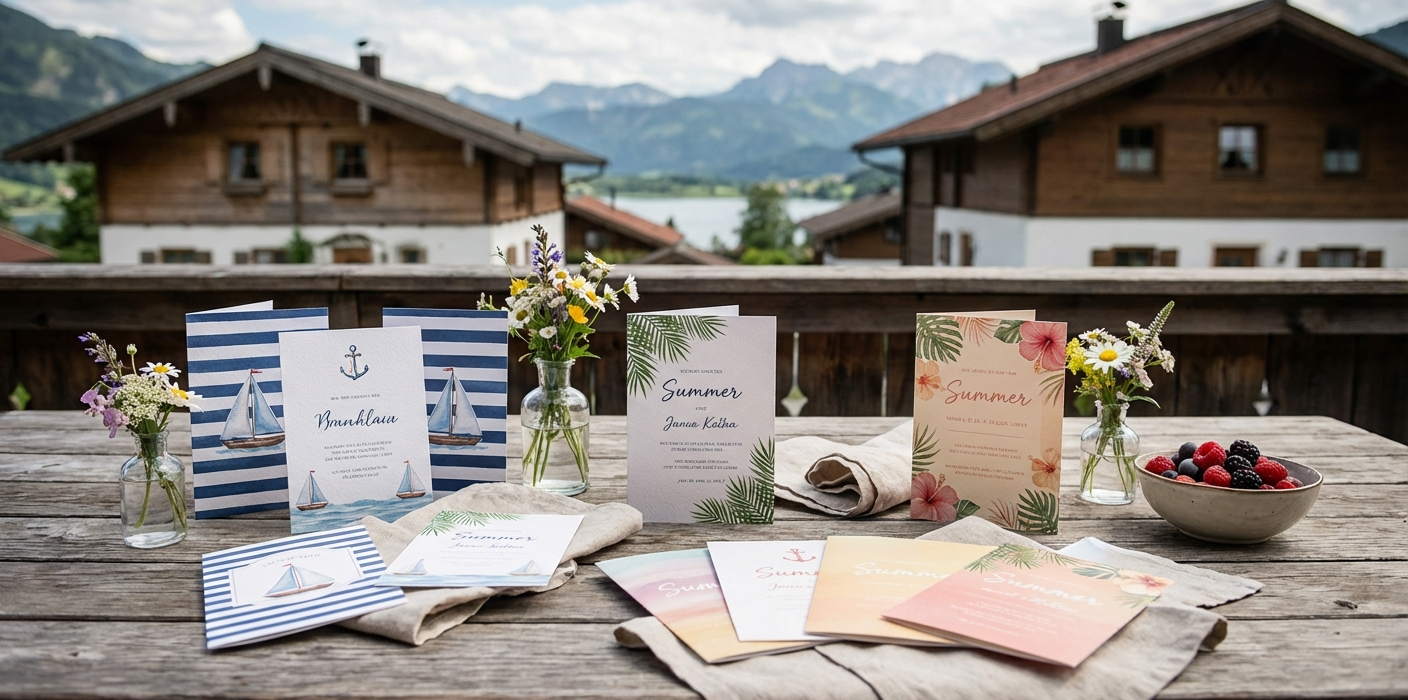 Sommerliche Einladungen für die Brautparty